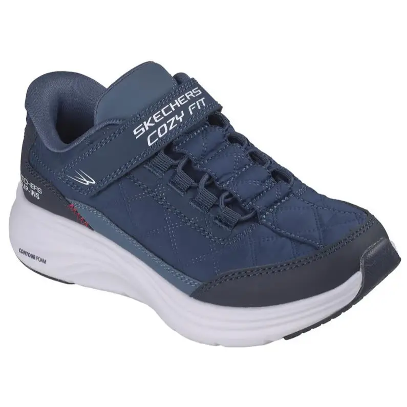 Boys Skechers Contour Foam Cozy Fit Navy Fabric Shoes