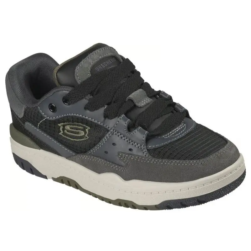 Kids Skechers Skx 228 Shadow Skate Charcoal Black Fabric Shoes