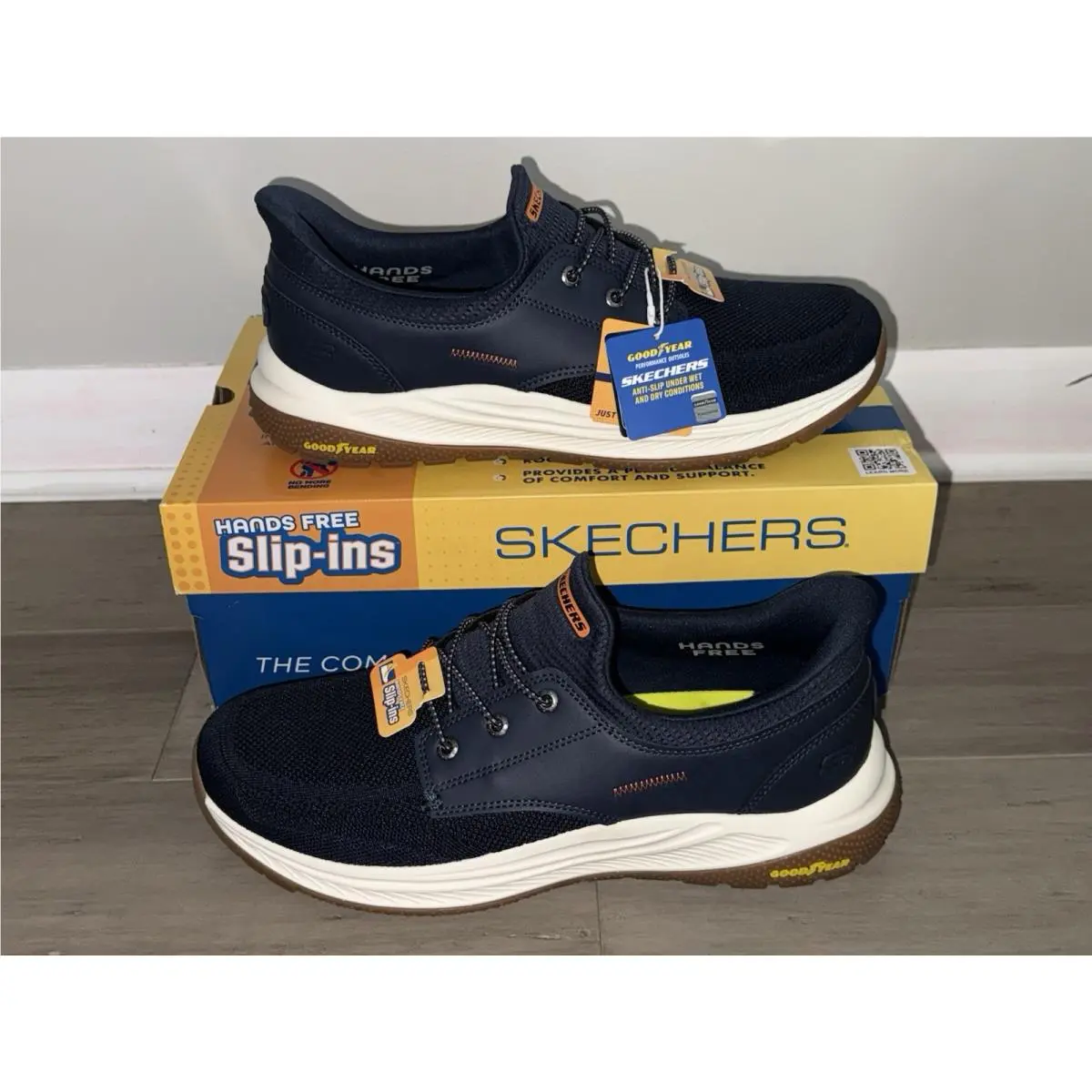 Skechers Meroe Alden Navy Blue Relaxed Fit Slip-ins Hands Free Loafers Men`s 13