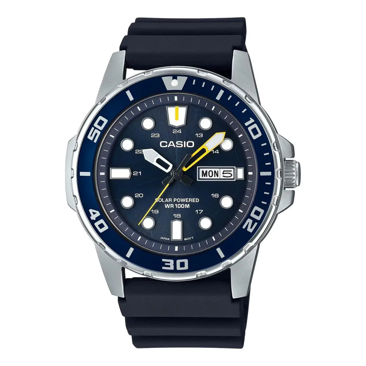 Men’s Blue Dial Solar Stainless Steel Sport Wristwatch - MTP-S110-2AVCF by Casio