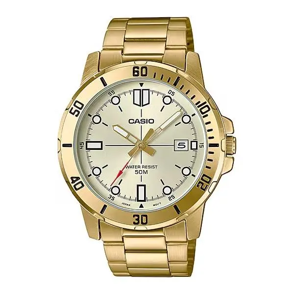Casio Men’s Gold Analog Watch with Champagne Dial - MTP-VD01G-9EV