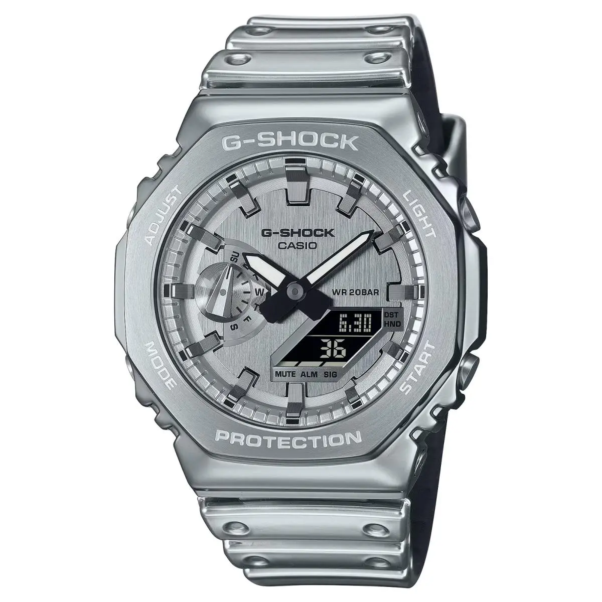Casio G-shock GM-2100YM-8A Metal Bezel Full Silver Men`s Watch