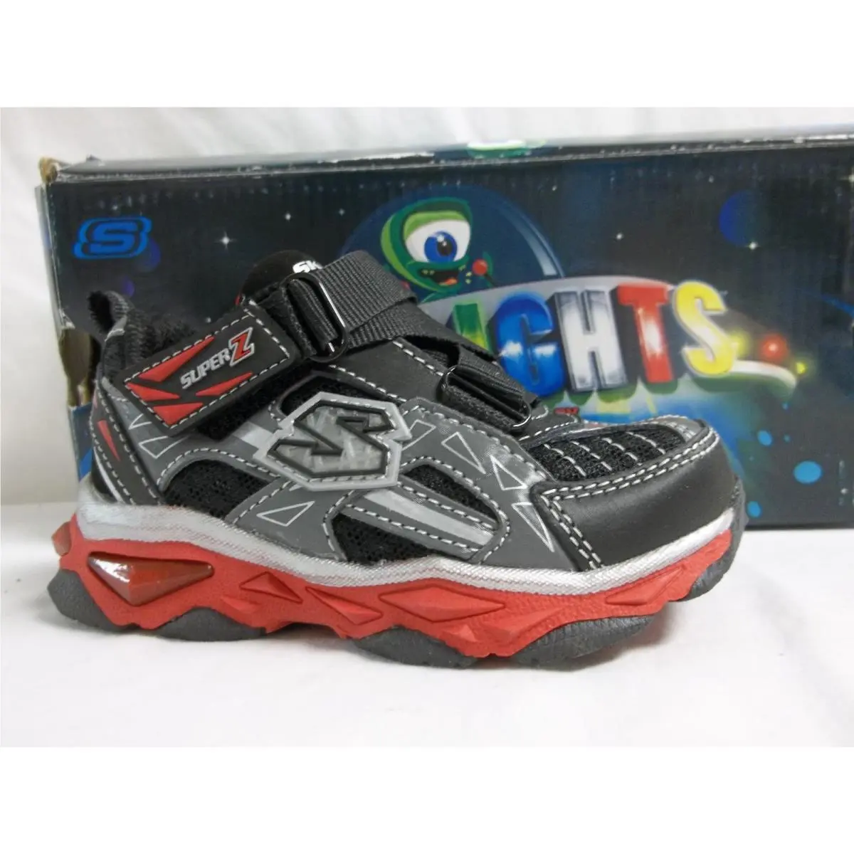 S Lights Size 5 Toddler Black Leather Light Up Sneakers Boys Shoes by Skechers