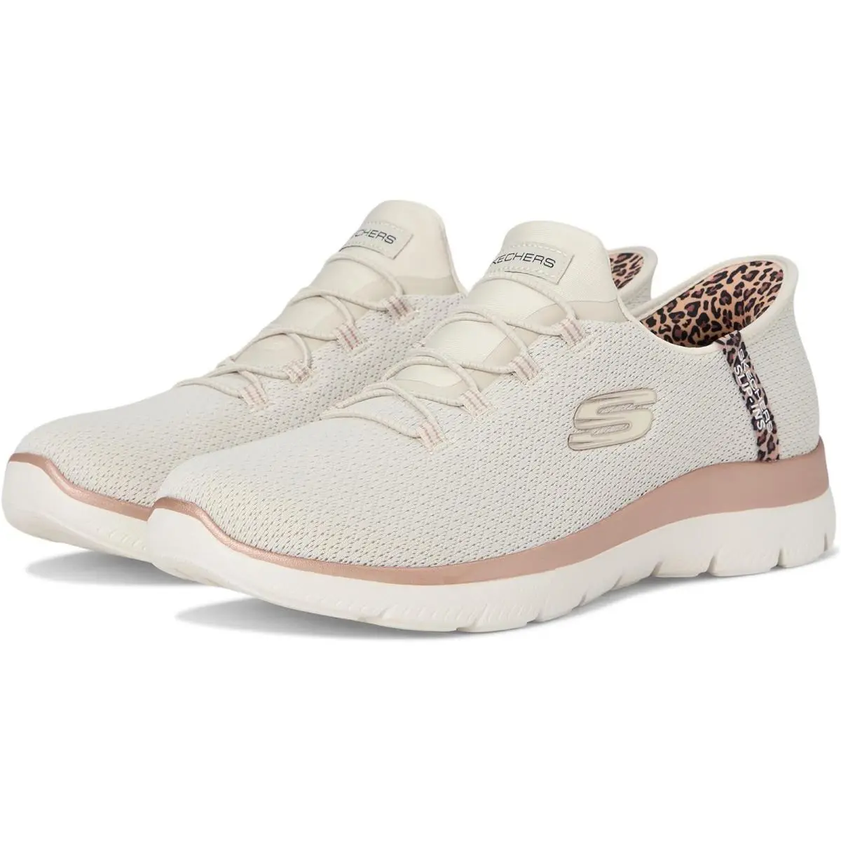 Skechers Women`s Summits Leopard Chic Hands Free Slip-ins Sneaker Natural Multi