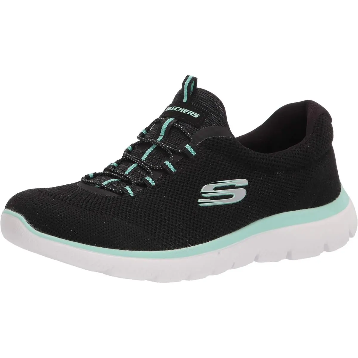Skechers Women`s Athleisure Sneaker Black/turquiose 5 M US - Black/turquoise