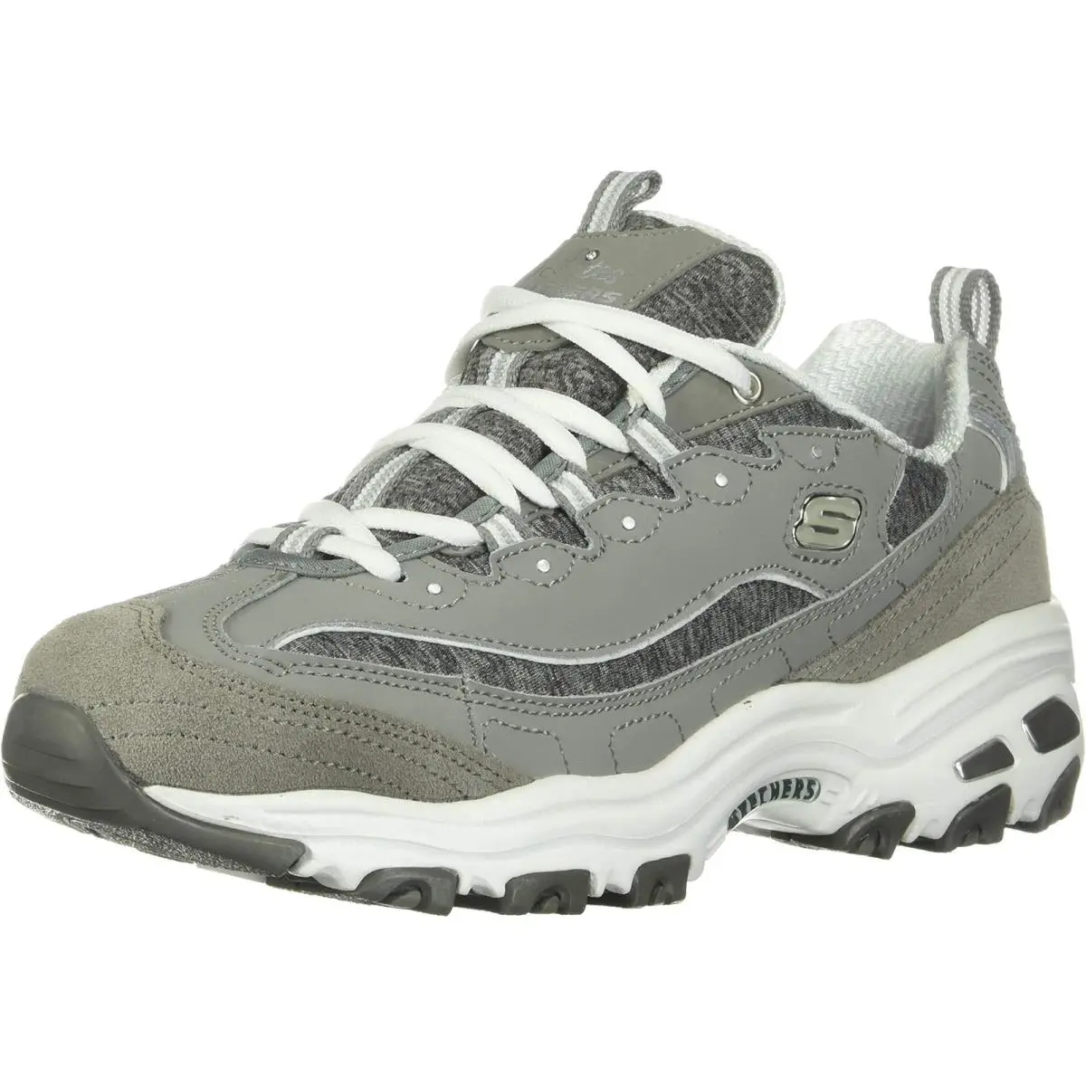Skechers Women`s D`lites Memory Foam Lace-up Sneaker 8 Grey/white - Grey/white