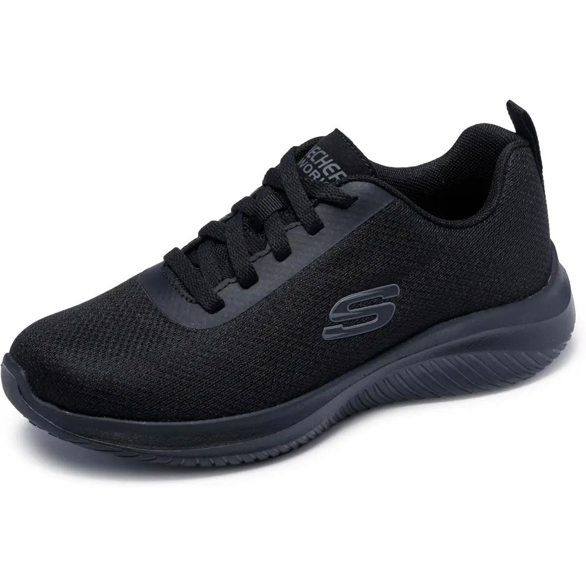 Skechers Women`s Ultra Flex 108176W Food Service Shoe Black 8.5 Wide - Black