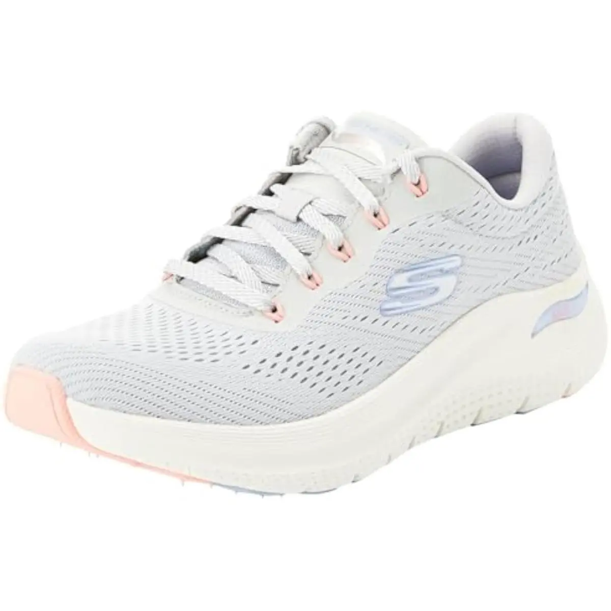 Skechers shoes - Light Grey Mesh Periwinkle Coral Trim (UPC: 0197627018508) 0