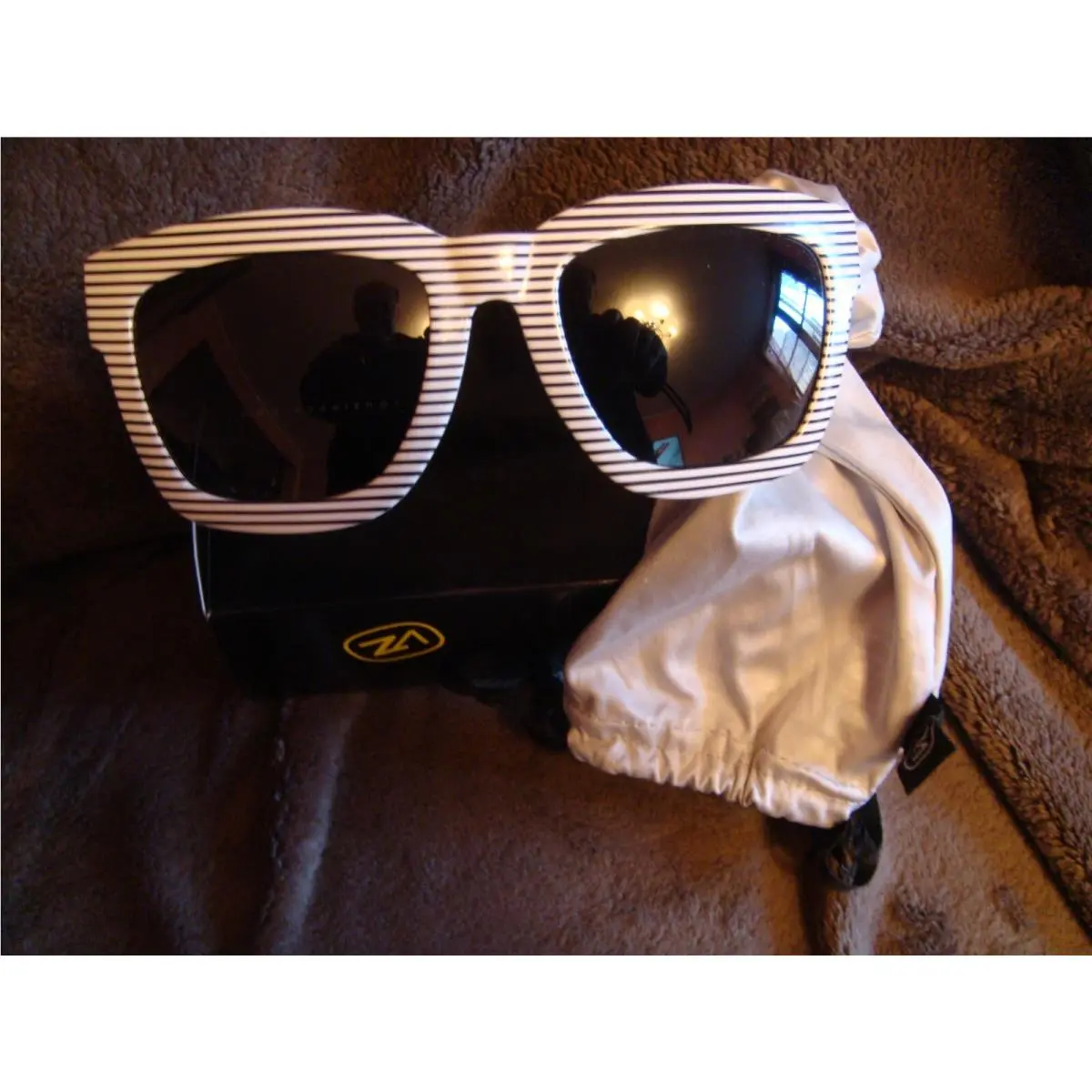 Vonzipper Sunglasses Juice White Stripe Frame with Grey Lens Made in Italy