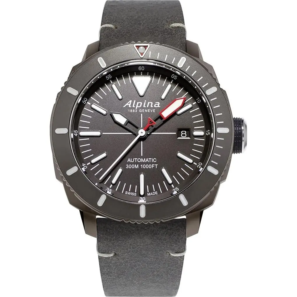 Alpina Men`s Seastrong Diver 300 Gmt Automatic Luminous Markers AL-525LGGW4TV6
