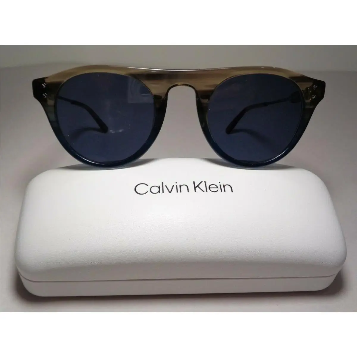 CK20701S Taupe Blue Horn Men`s Sunglasses by Calvin Klein