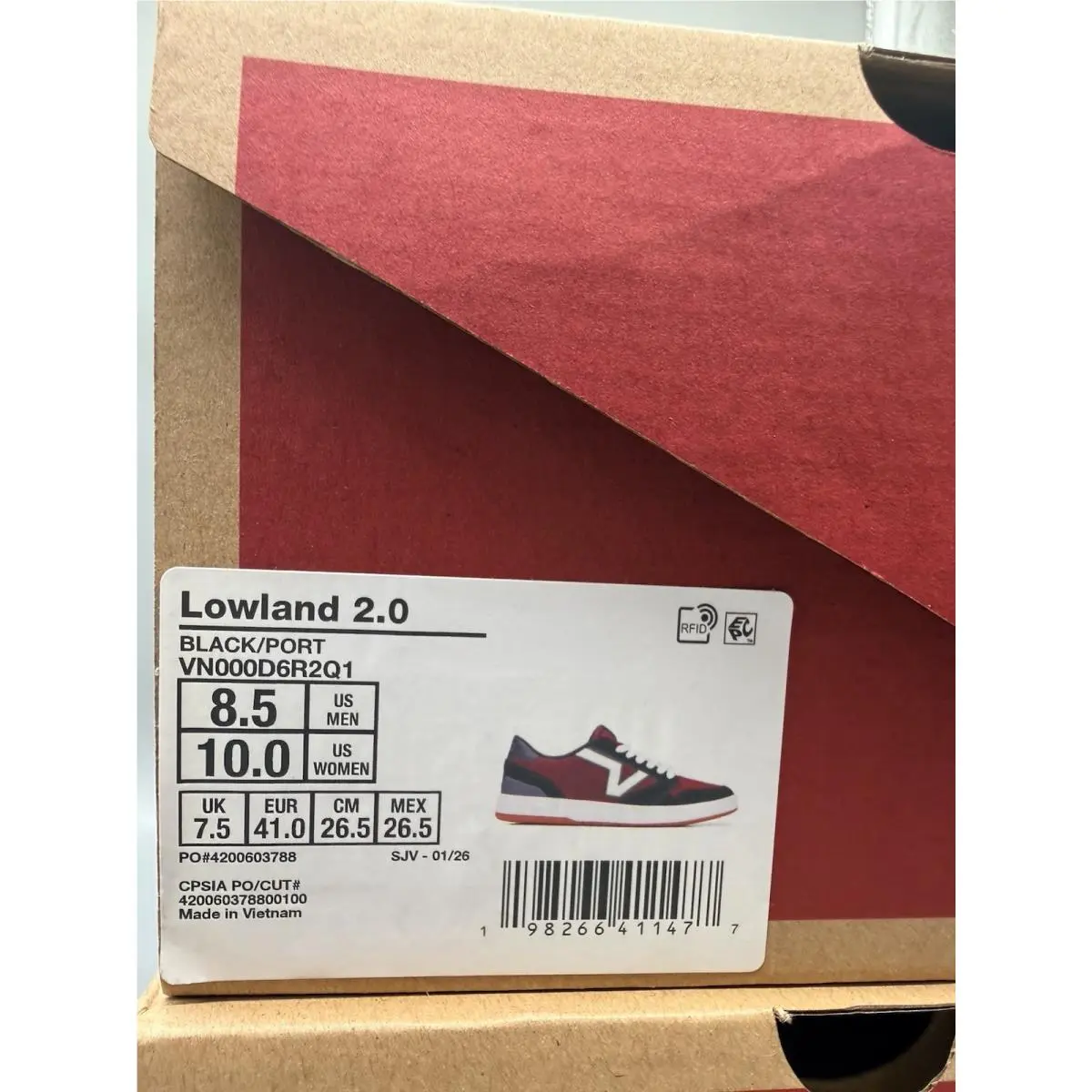 Vans shoes - VANS Lowland - Lowland - VN000D6R2Q1 - Maroon/Burgundy 6