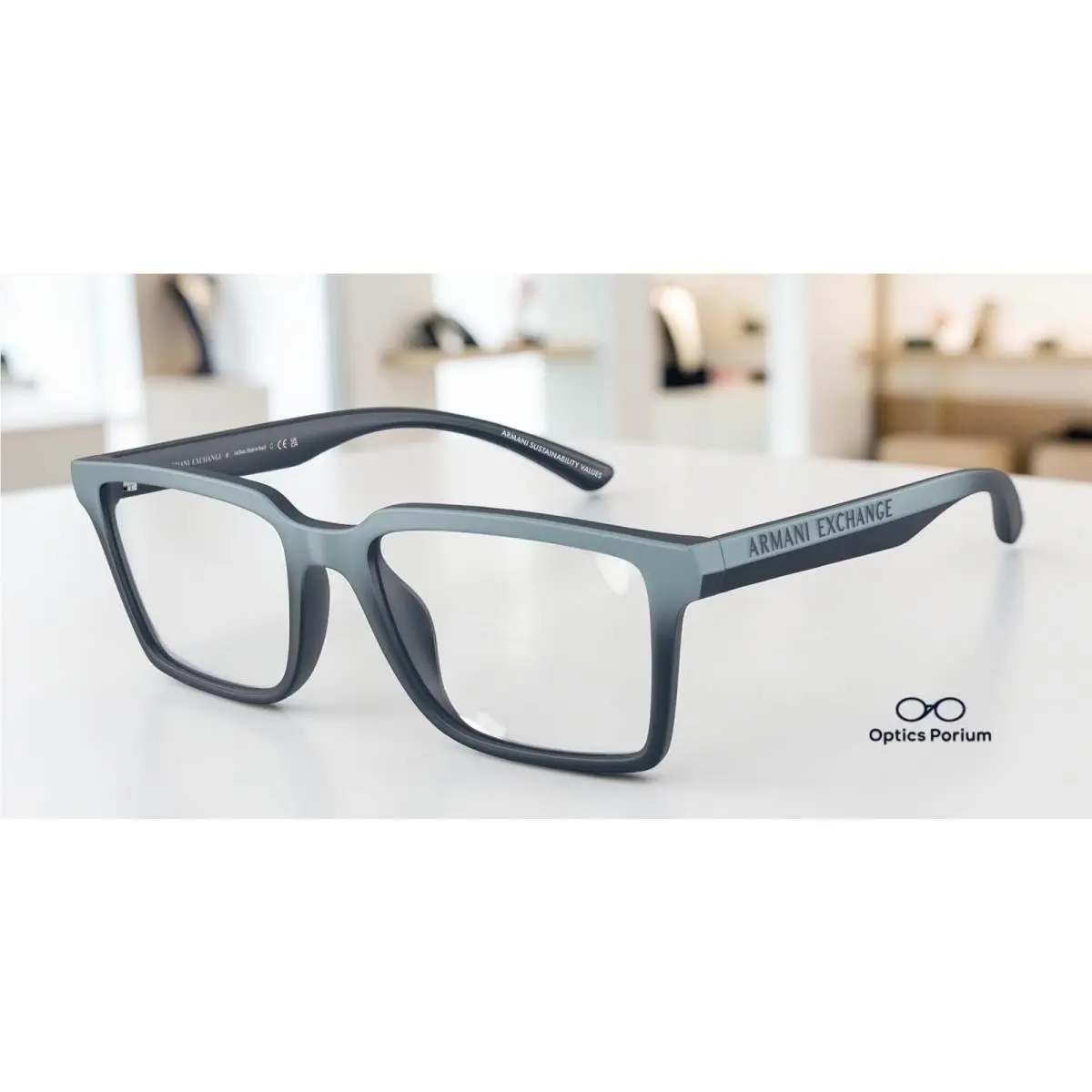 Armani Exchange AX3129U 8390 Matte Blue Gradient Demo Lens 54mm Men`s Eyeglasses