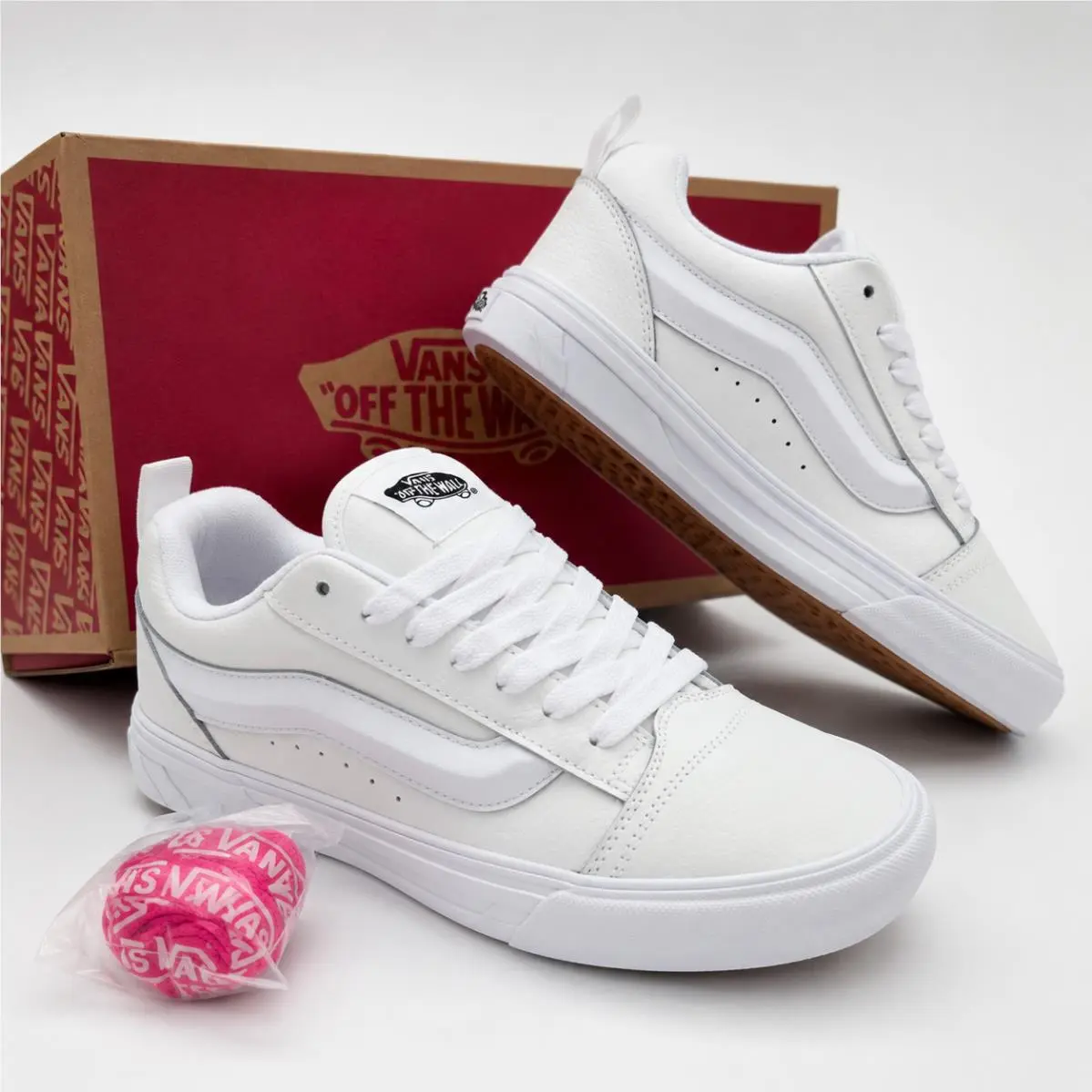 Vans Knu Skool Leather True White Men`s 11.5 Y2K Chunky Skate Shoes