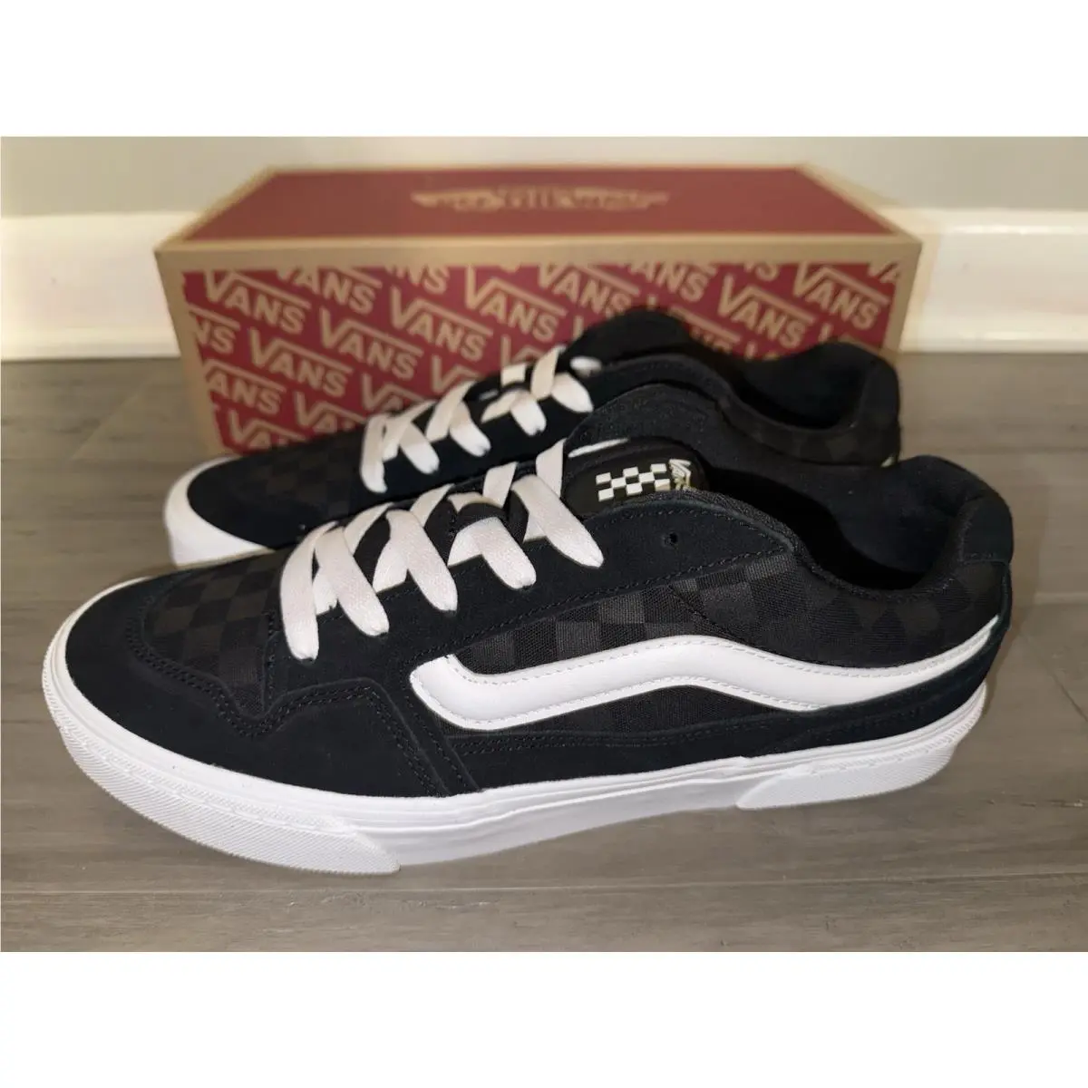 Vans Caldrone Men`s Size 11 Skate Shoes Sneakers Tonal Check Black