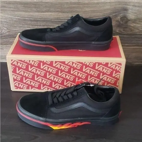 Vans Old Skool Flame Wall Womens Sneakers Size 7.5 Skater Streetwear Grunge