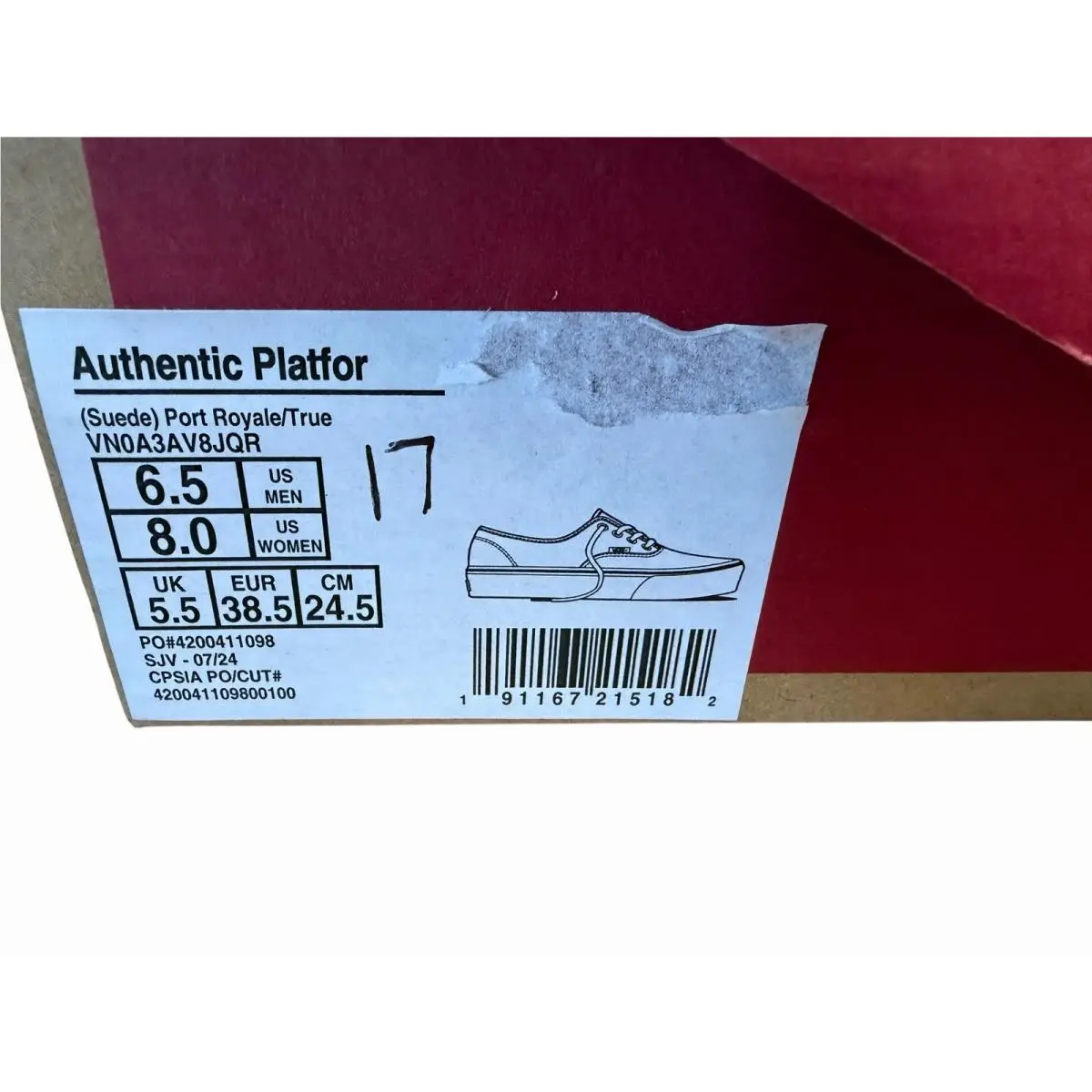 Vans shoes - VANS Authentic - Authentic - VN0A3AV8JQR - Burgundy 5