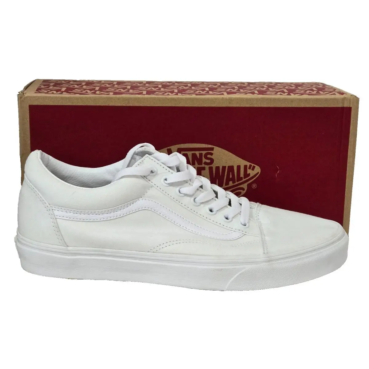 Vans Unisex Old Skool Canvas Sneakers Shoes True White Size M11.5 W13