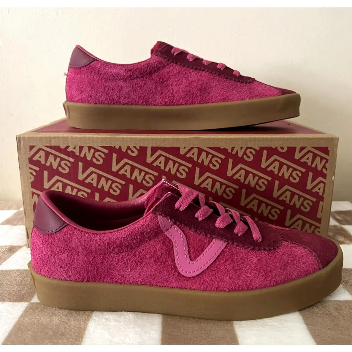 Vans Sport Low Sneakers Pop Raspberry Rose/gum VN000CQRYLZ Women’s Size 7