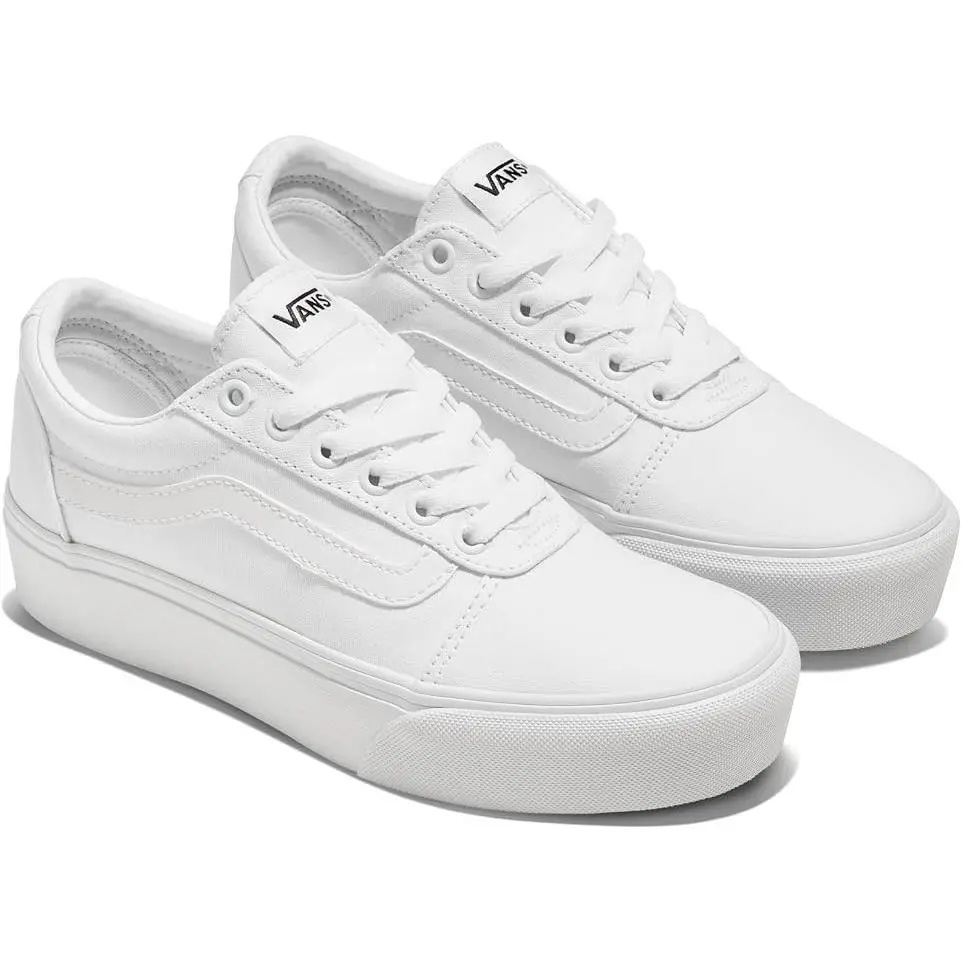 Vans Ward Men`s Shoes Rubber Skate Shoes Triple White Canvas Size 11 M