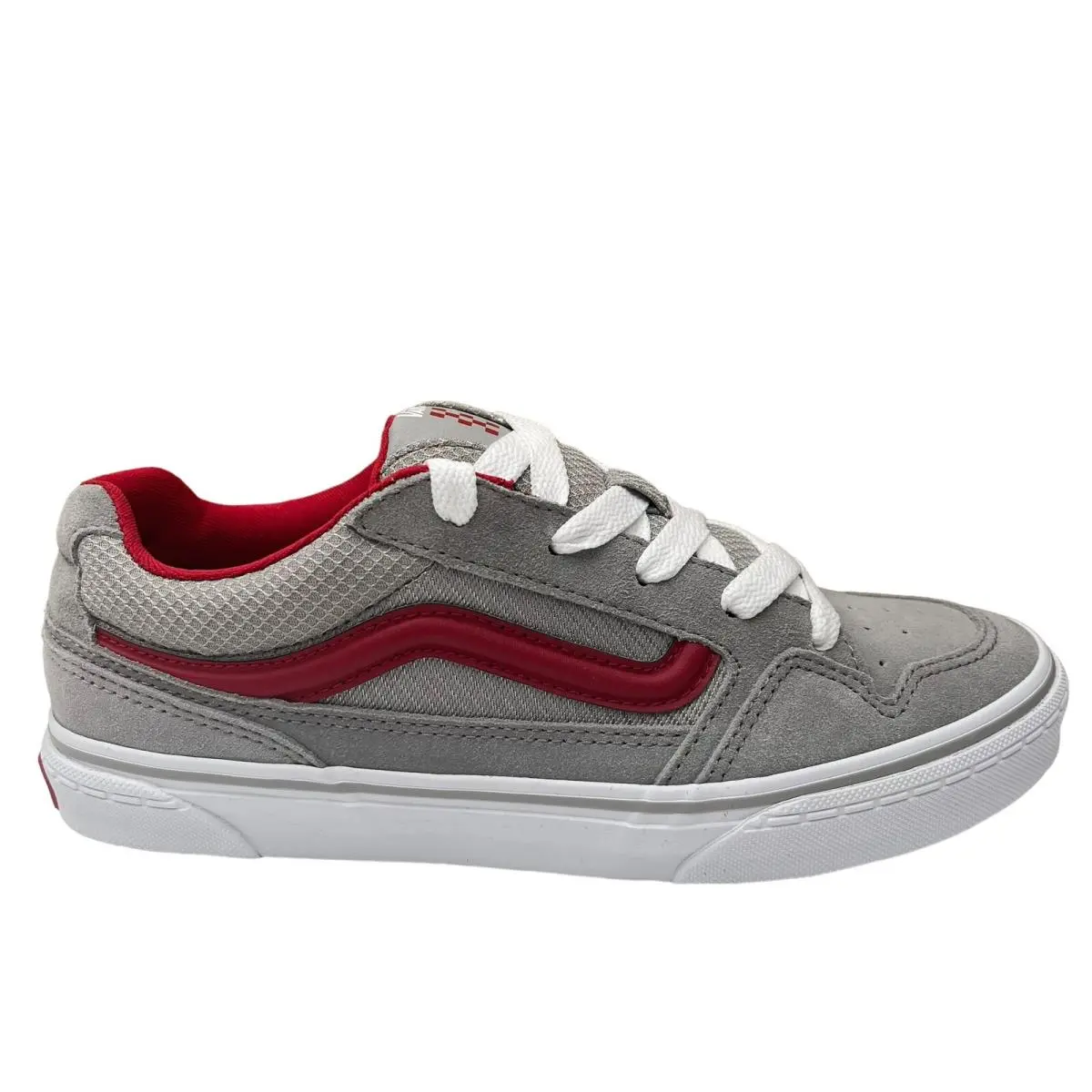 Vans Caldrone Youth Boy`s Suede Sneakers Size 4 Gray-red Classic Stylish Shoes