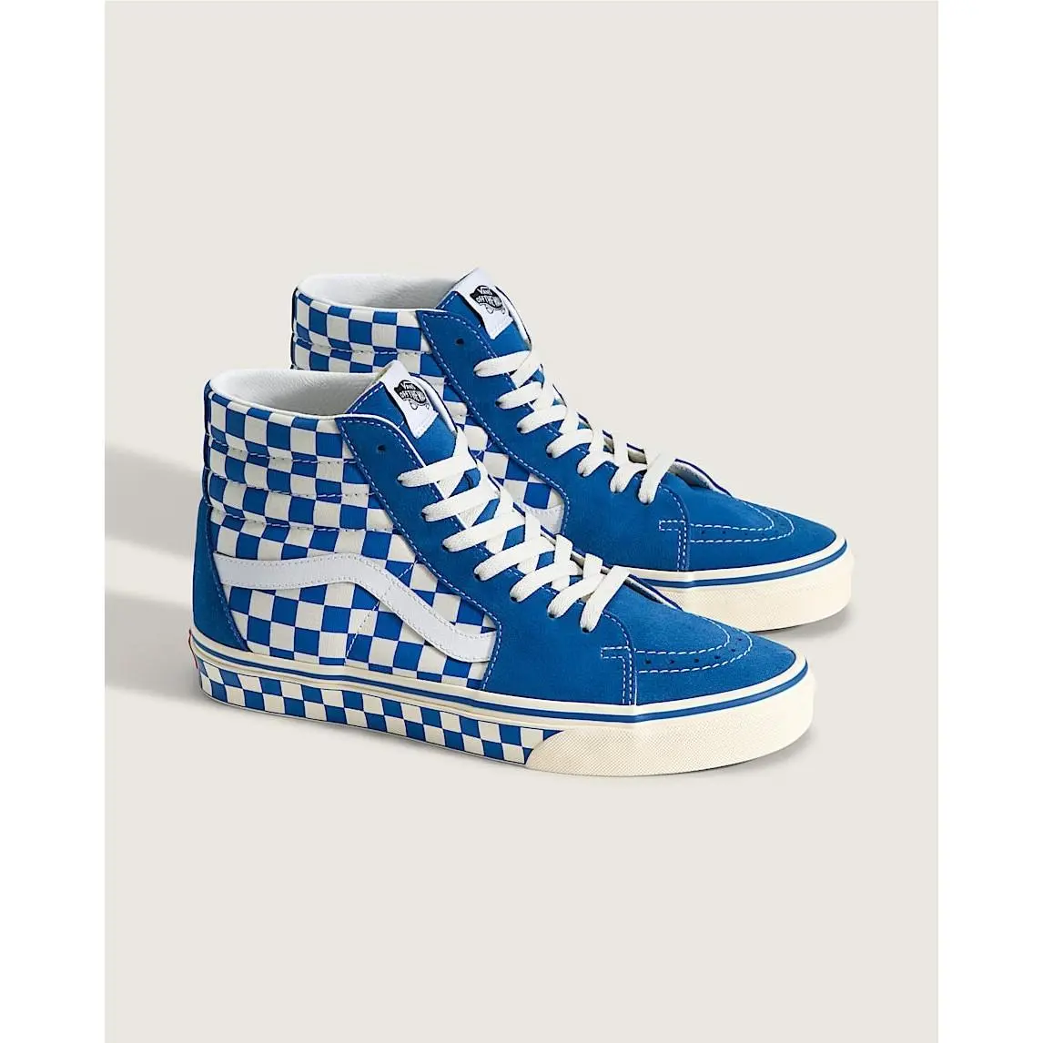 Vans Men`s 7.5 SK8-HI Checkerboard Sidewall Classic Blue HI Top Skateboarding