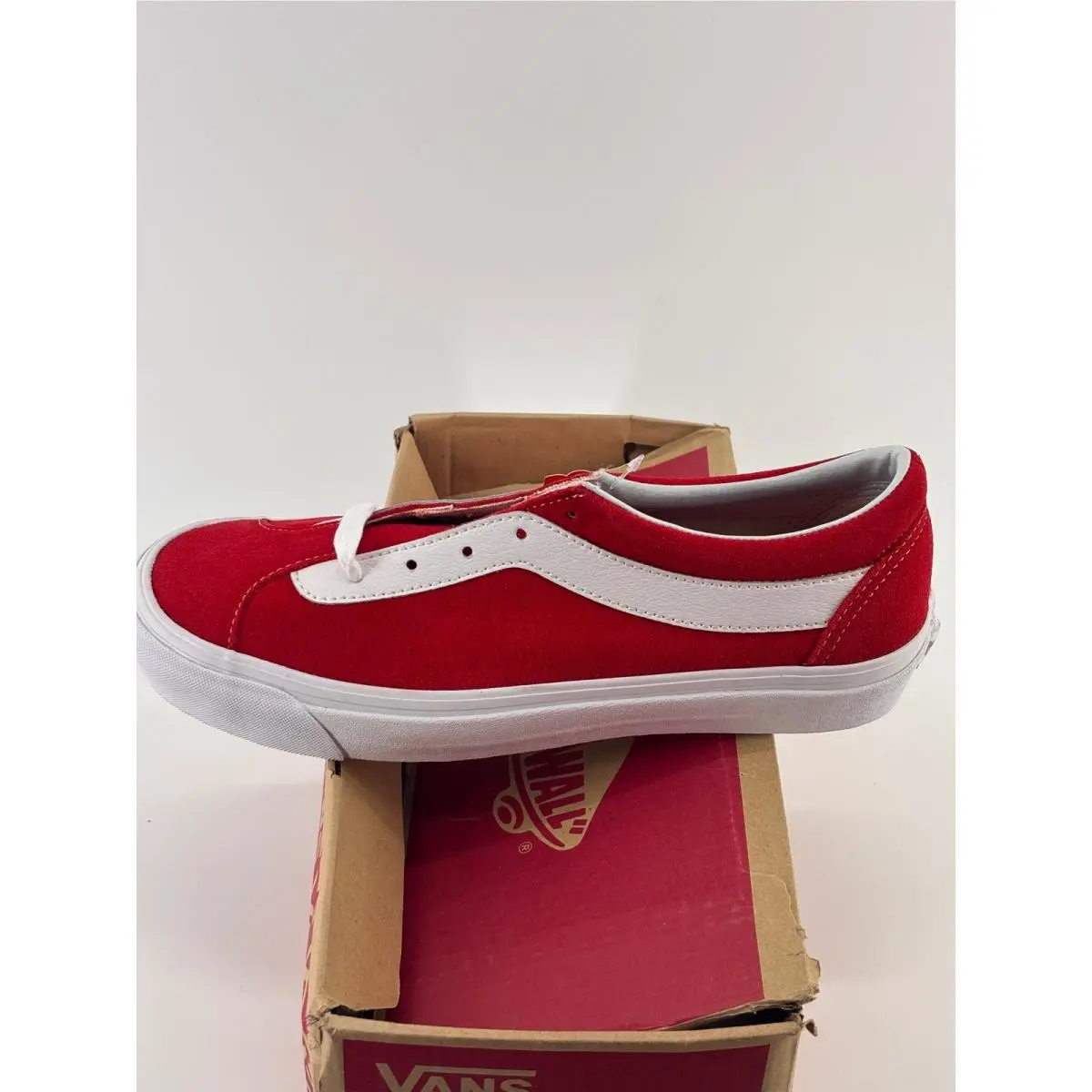 Vans Bold Ni Staple Sneakers Mens 8 Womens 9.5 Red White Suede VN0A3WLPULC