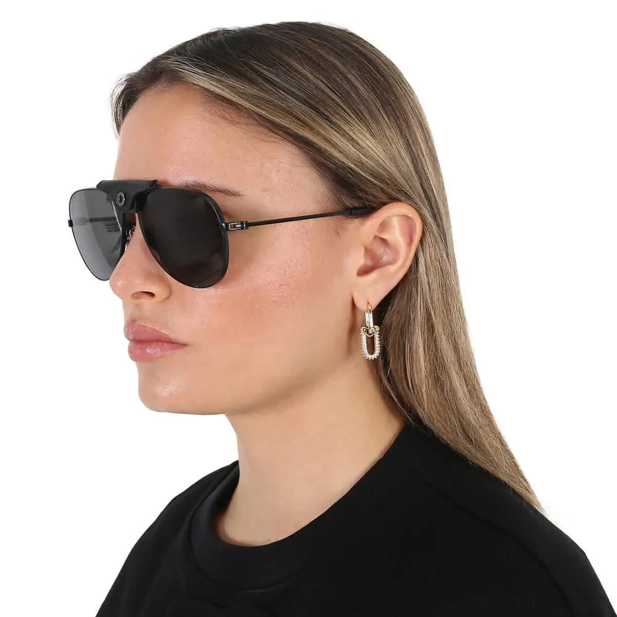 Bvlgari Polarized Grey Pilot Men`s Sunglasses BV5061Q 128/48 60 BV5061Q 128/48
