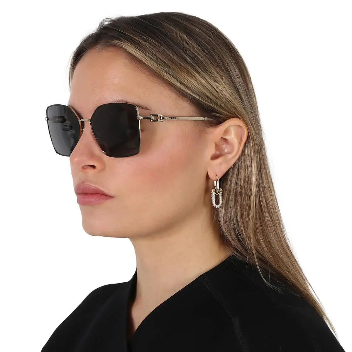 Bvlgari Dark Grey Geometric Ladies Sunglasses BV6175 202387 56 BV6175 202387 56