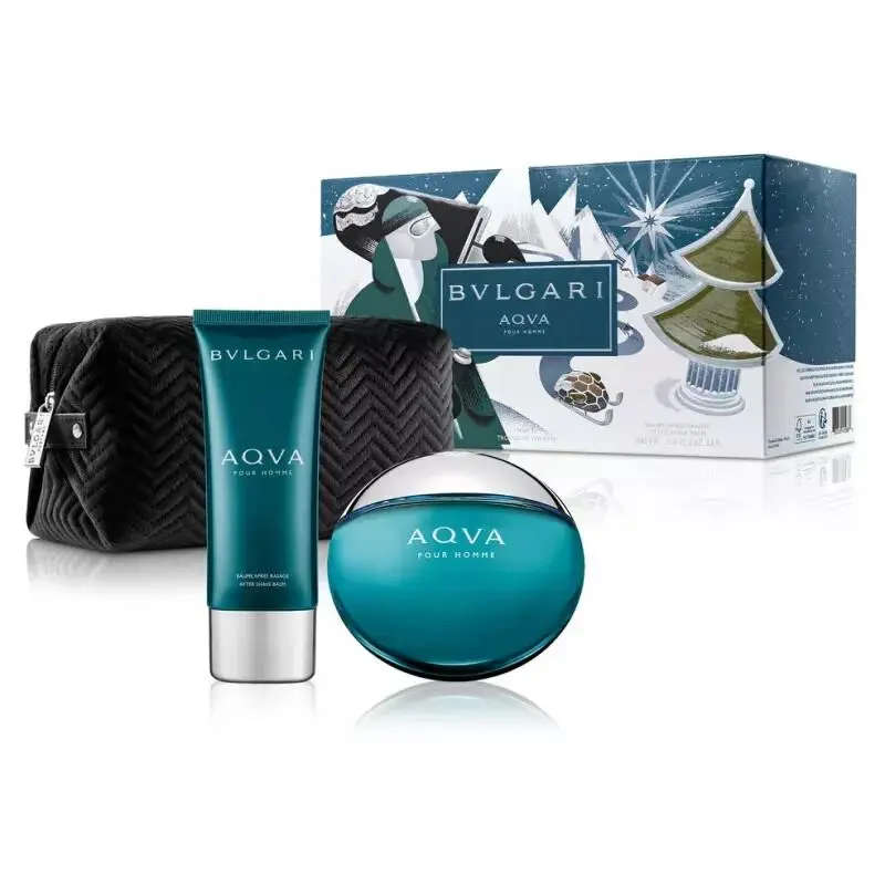 Bvlgari Aqva by Bvlgari 3pc Set 3.4oz Edt + 3.4oz After Shave Balm + Trousse
