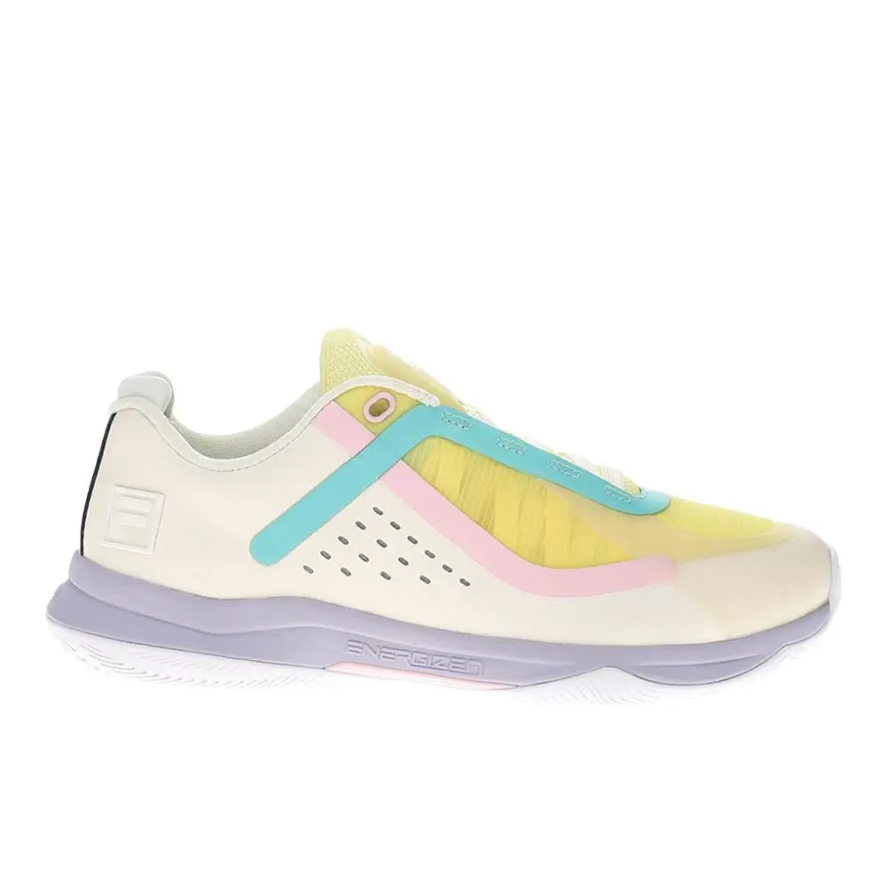 Fila Volley Burst 2 Pickleball Womens Off White Yellow Sneakers Athletic Shoes