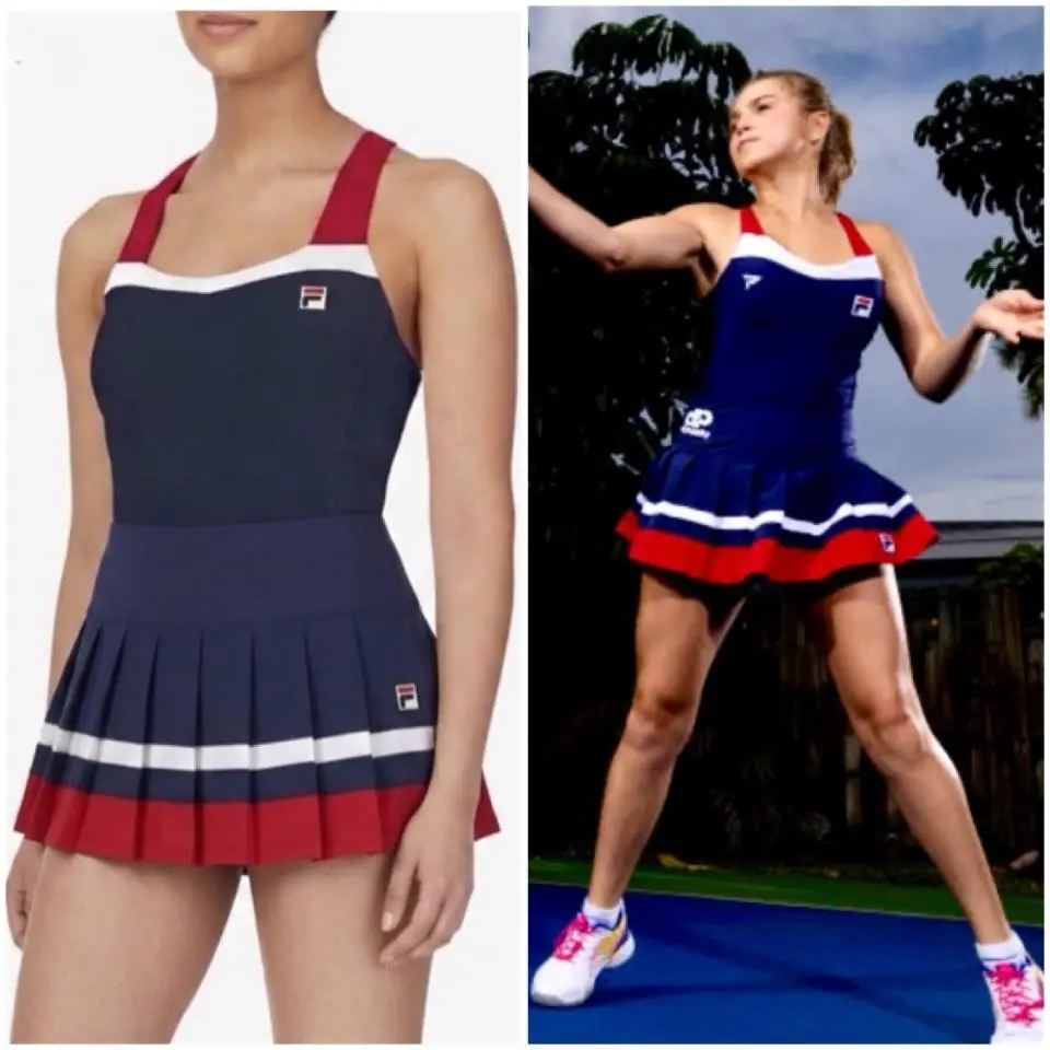 Fila Heritage Essentials Red White Blue Tennis Tank Top Skort Skirt Set M