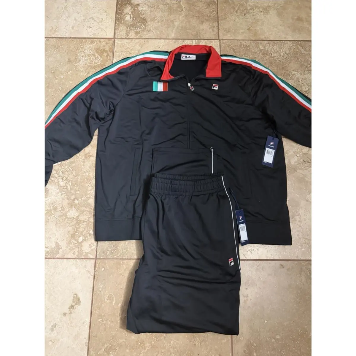 Fila Tracksuit Italy Men’s 4XL Black Set Full Zip