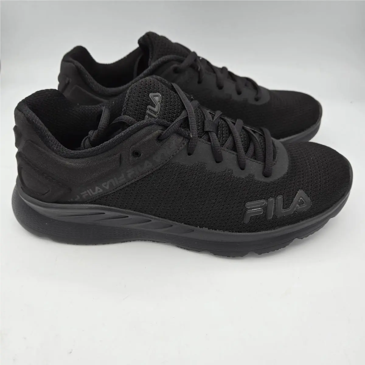 Fila Running Shoes Athletic Lightspin Sneakers All Black Lightweight Comfort