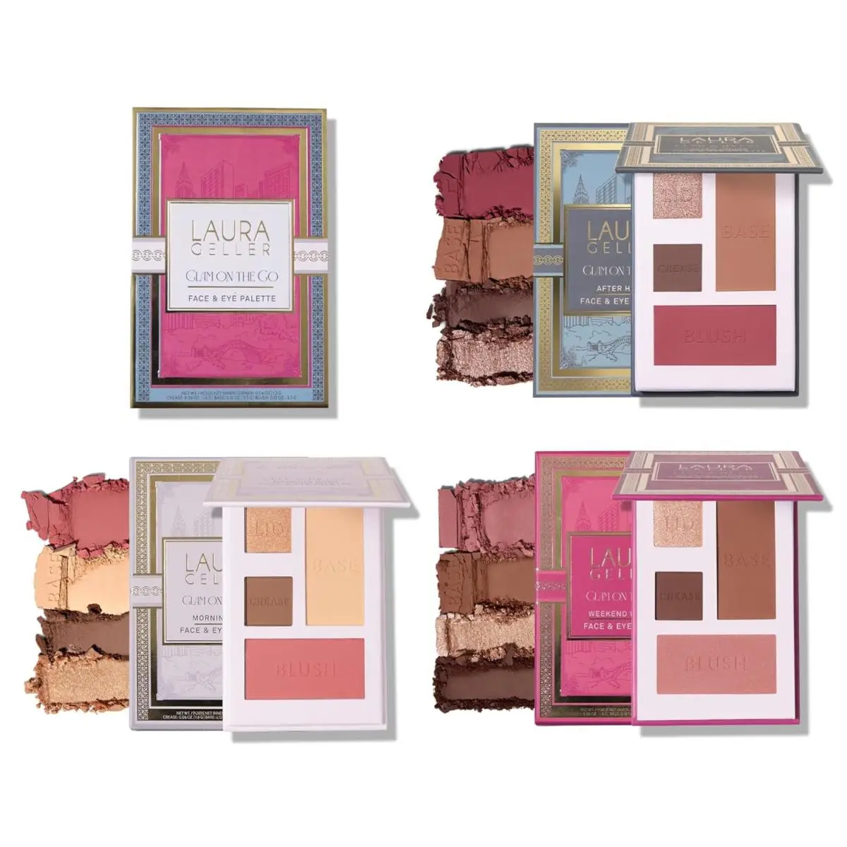 Laura Geller New York Glam On The Go Eyeshadow Blush Palettes - Each Set Inclu