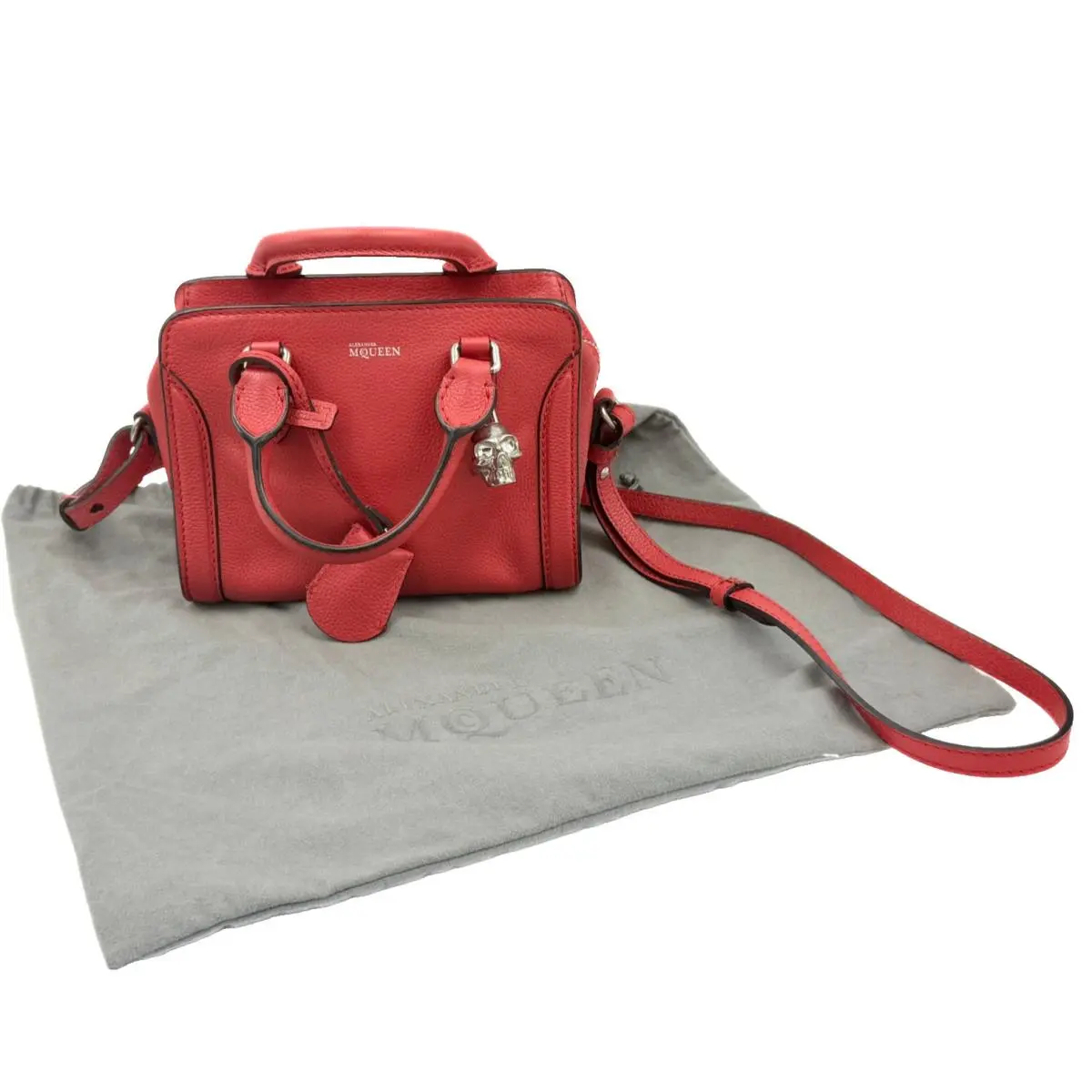 Alexander Mcqueen Salmon Leather Skull Padlock Two-way Satchel Bag