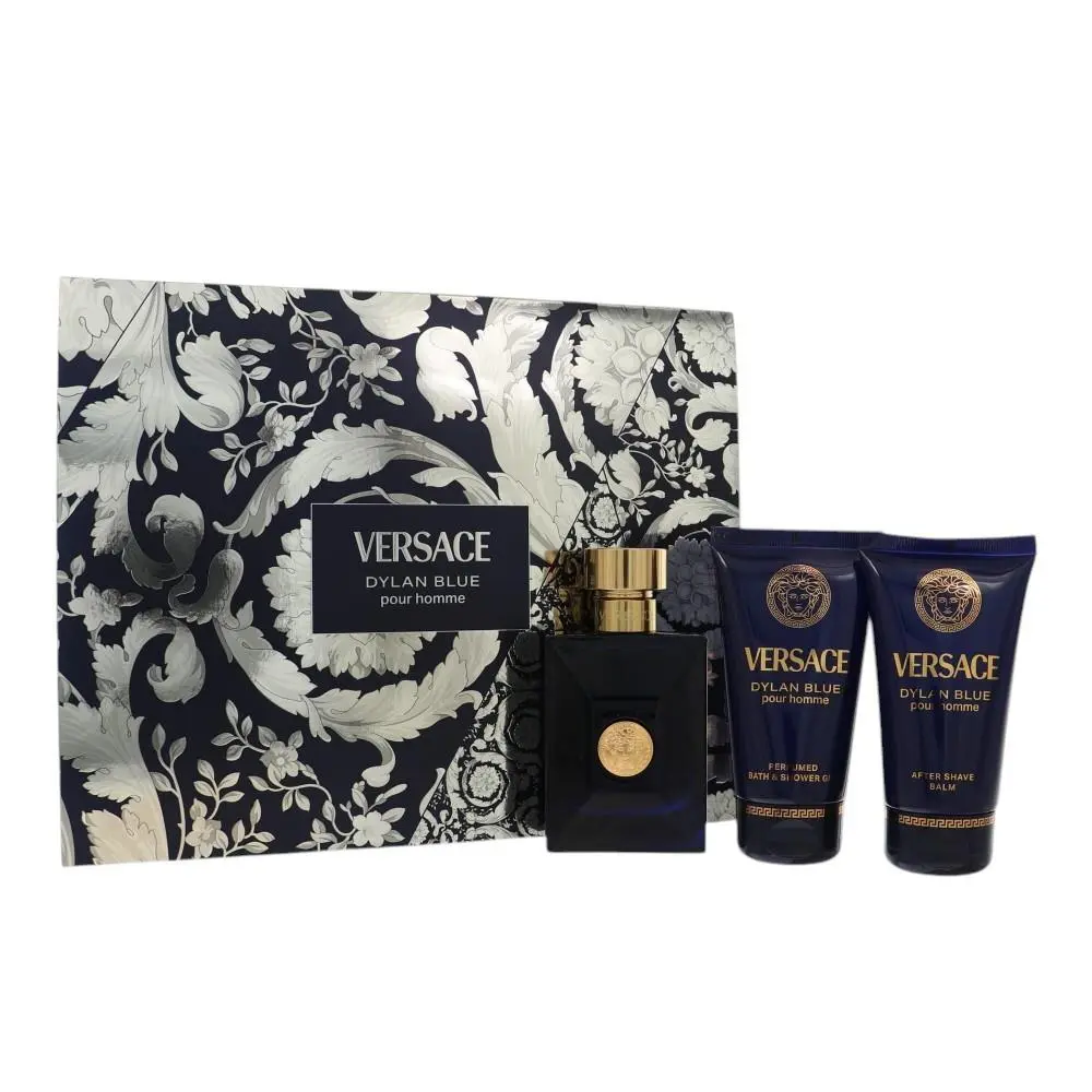 Dylan Blue by Versace Gift Set For Men 3 Piece Gift Set For Men - 1.7 Oz Eau De