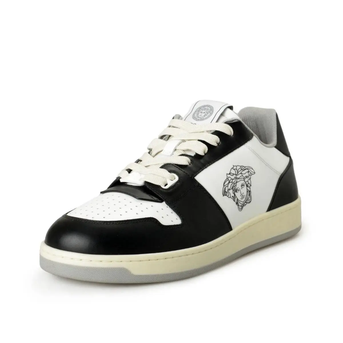 Versace Men`s Black White Leather Medusa Logo Sneakers Shoes US 11 /eu 44