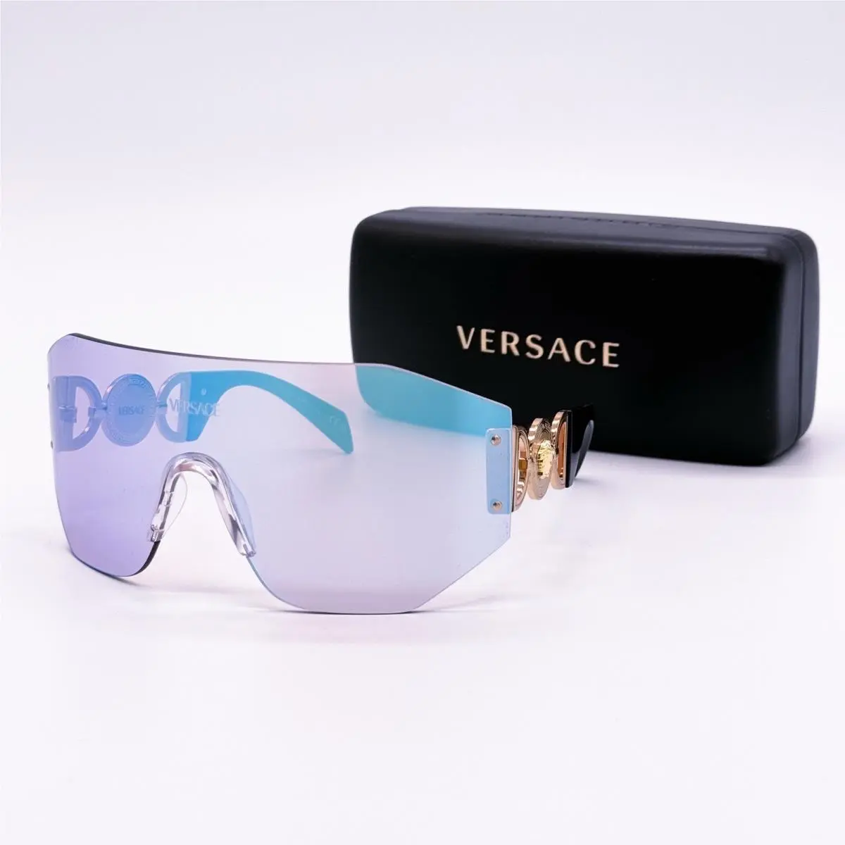 Versace VE2258 1002/MA Shield Mirror Blue Unisex Sunglasses Mod 2258 1002MA