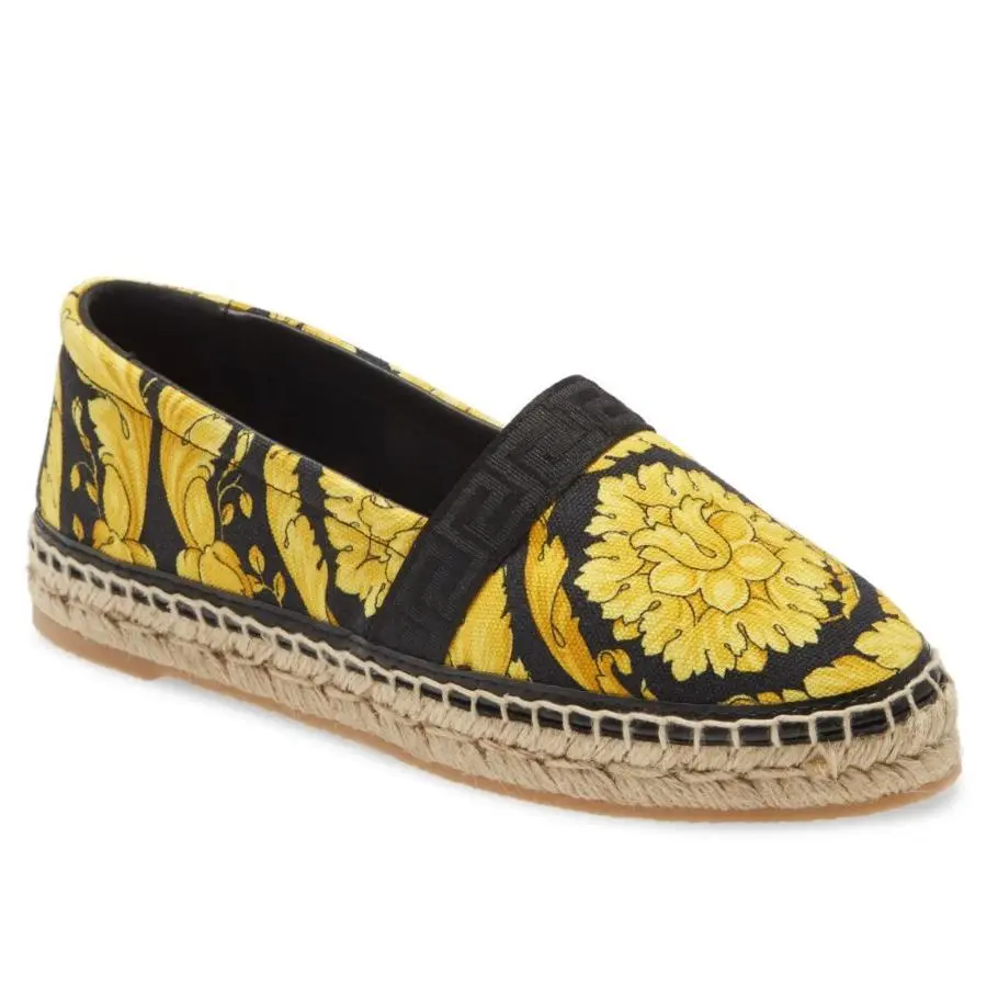 Versace Womens Barocco Print Espadrille Flats Slip-on Shoe Size 37 US 7 - Spa