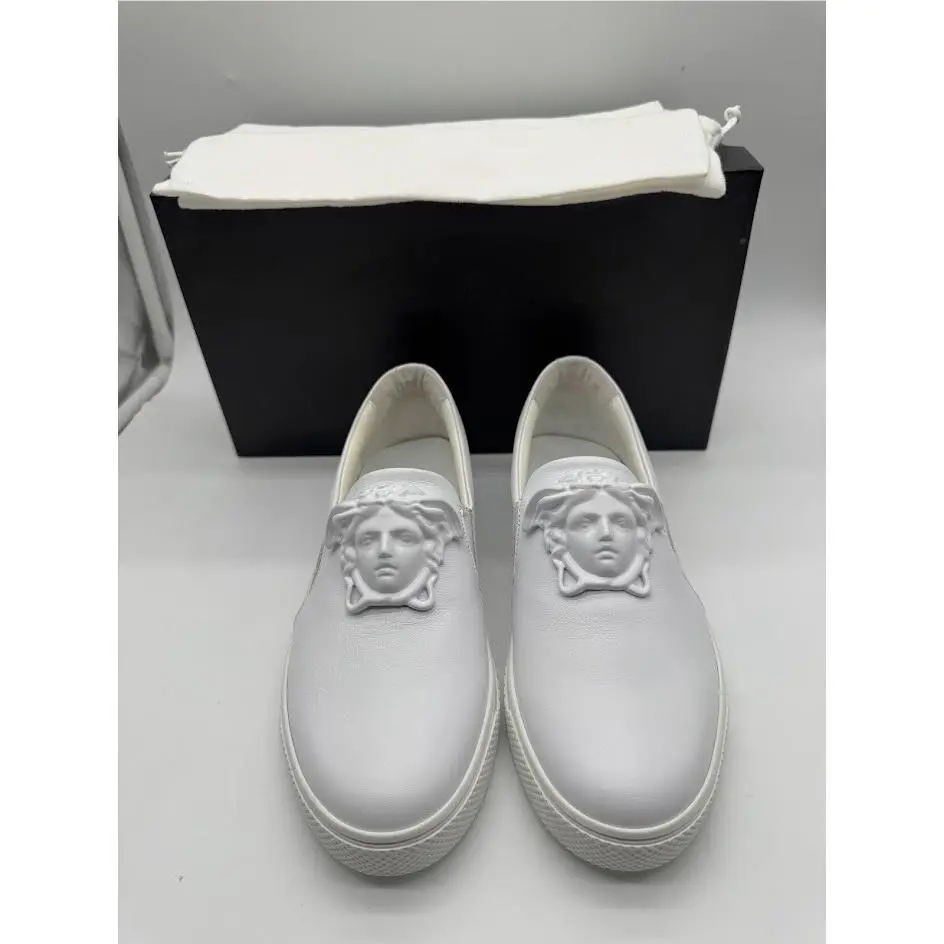 Versace White Leather Medusa Head Slip On Sneakers DSU6123 Men 39 US 6