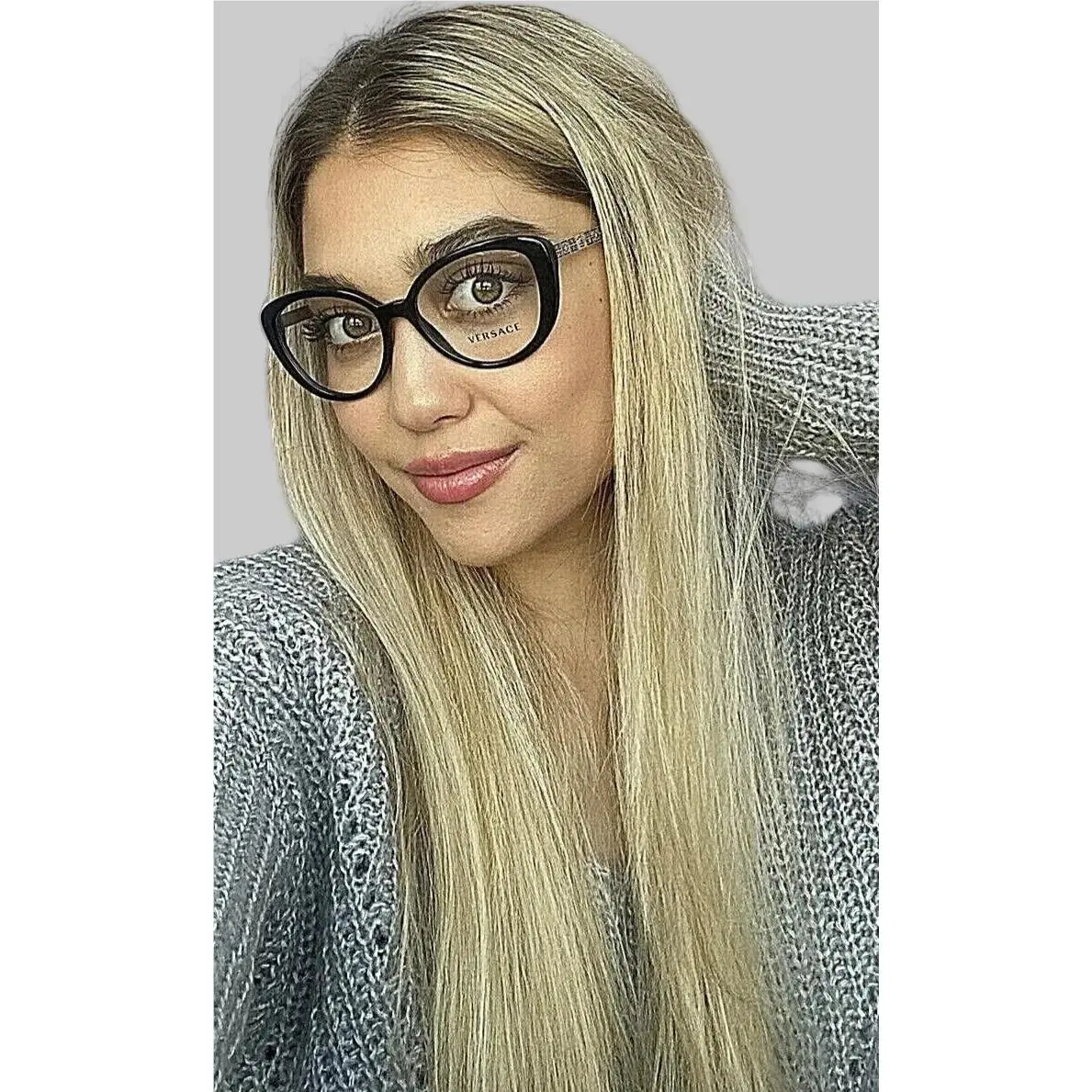 Versace Mod. 3229 GB1 Black Cat Eye 52mm Women`s Eyeglasses Frame Italy 1 4