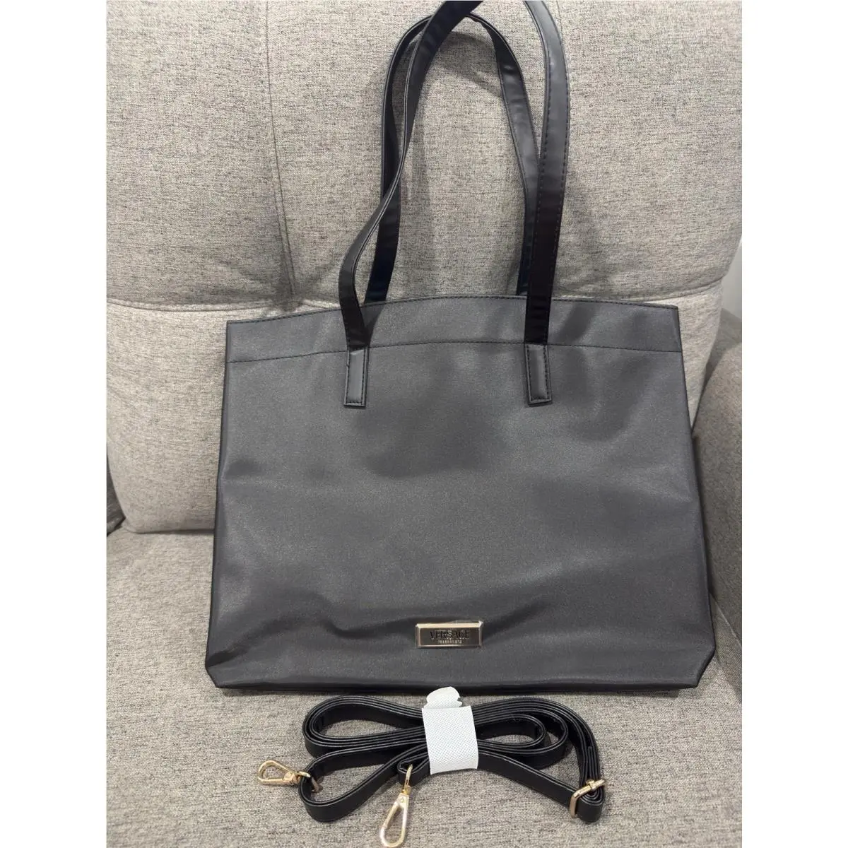 Versace Fragrances Black Tote Travel Handbag Shoulder Bag