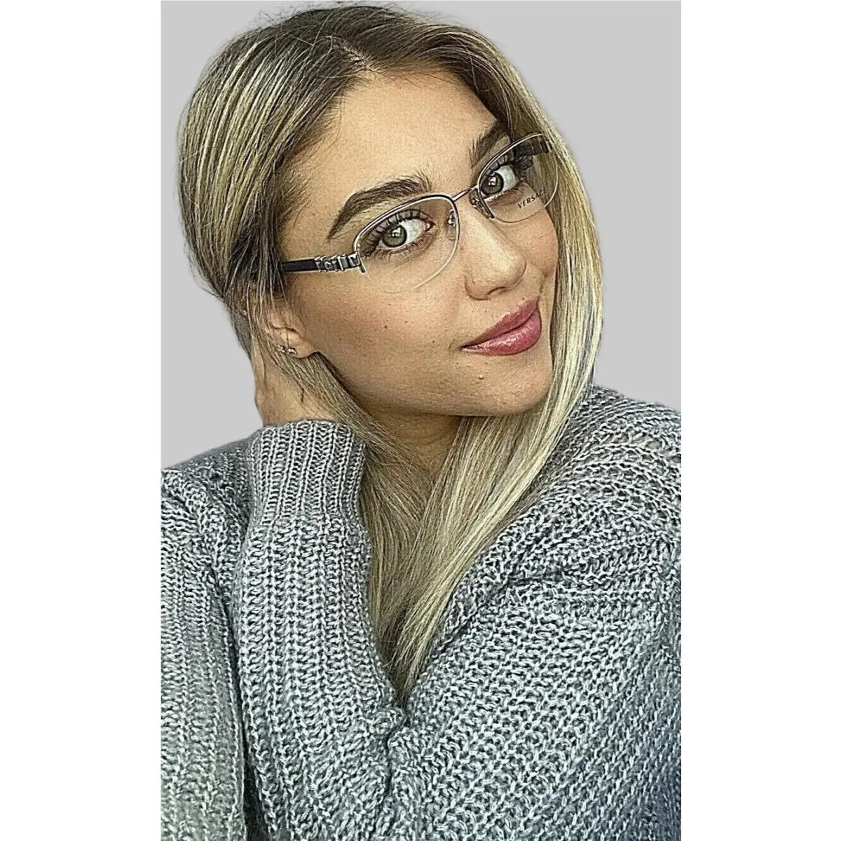 Versace Mod. 1230-B Silver 52mm Semi-rimless Women`s Eyeglasses Frame