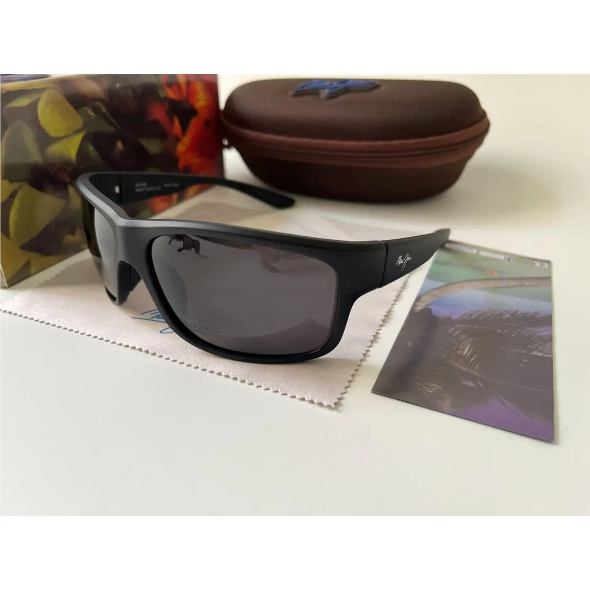 Maui B811-03S Black Sunglasses Blue Polarized 63-17-120 by Maui Jim