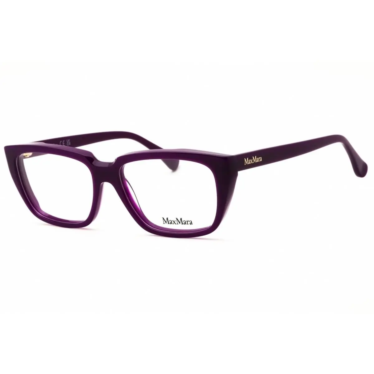 Max Mara MM5112 081 Women`s Rectangular Eyeglasses Shiny Violet Acetate Full Rim