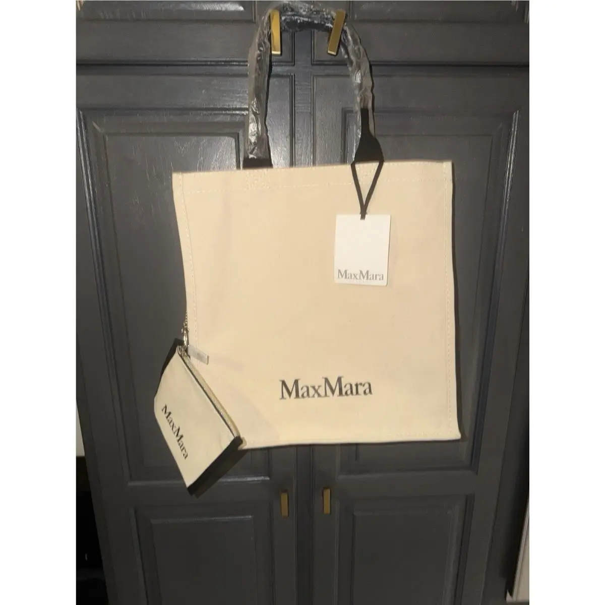 Maxmara Canvas Tote Bag with Wristlet Accessori Unisex Designer