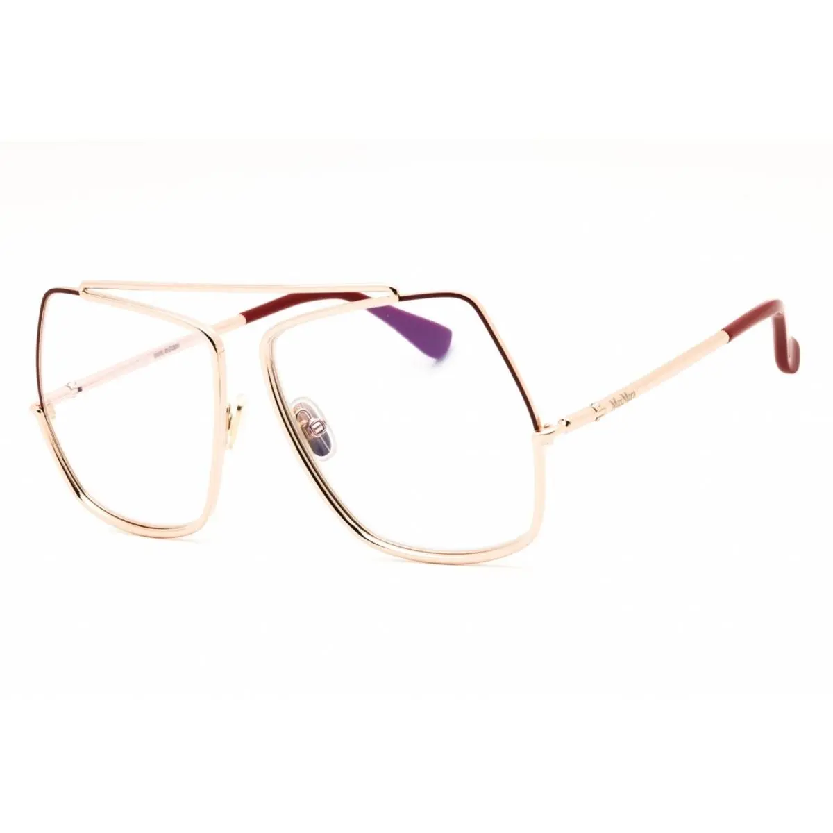 Max Mara Unisex Eyeglasses Shiny Rose Gold Metal Oversized Full Rim MM5118-B 028
