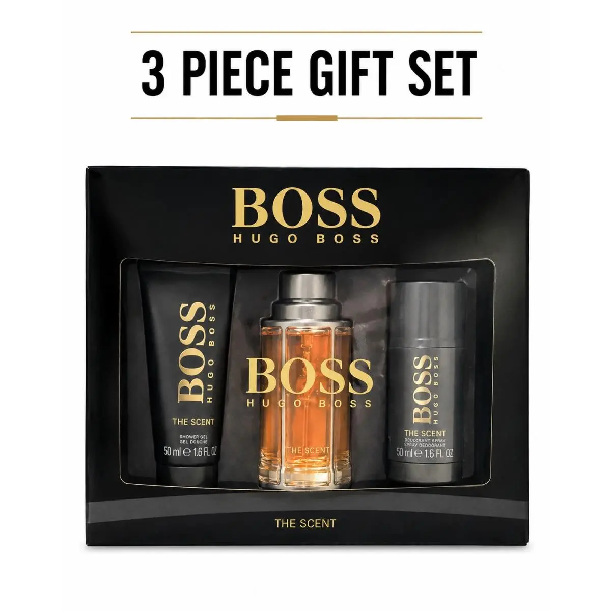 Hugo Boss The Scent 3 Pc Gift Set 3.3 oz Edt Cologne Shower Gel Deodorant