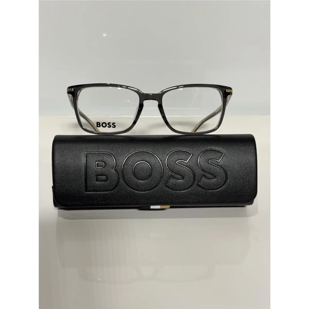 Hugo Boss 1670F Crystal Gray Acetate Asian-fit Unisex Eyeglasses 55mm